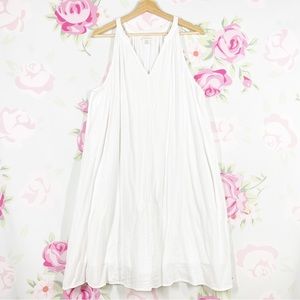 Garnet Hill Mini Dress White Cotton Halter L